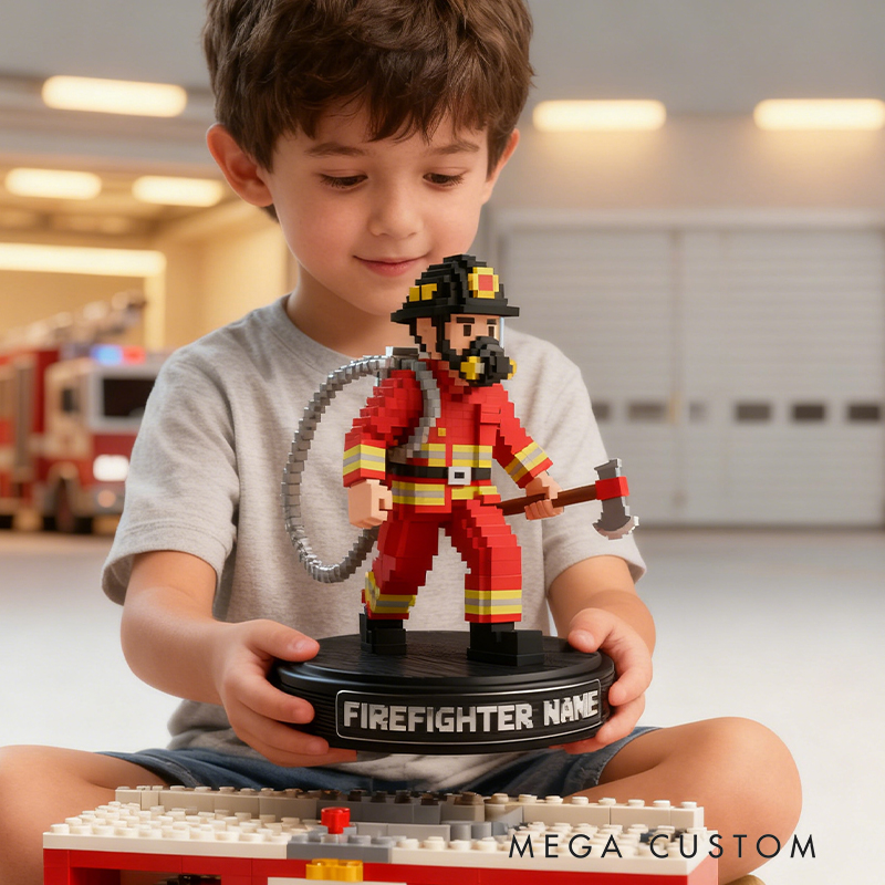 Personalized Firefighter Pixel Style Desktop Ornament The Perfect Keepsake for Firefighters and Supporters of the Firefighting Cause