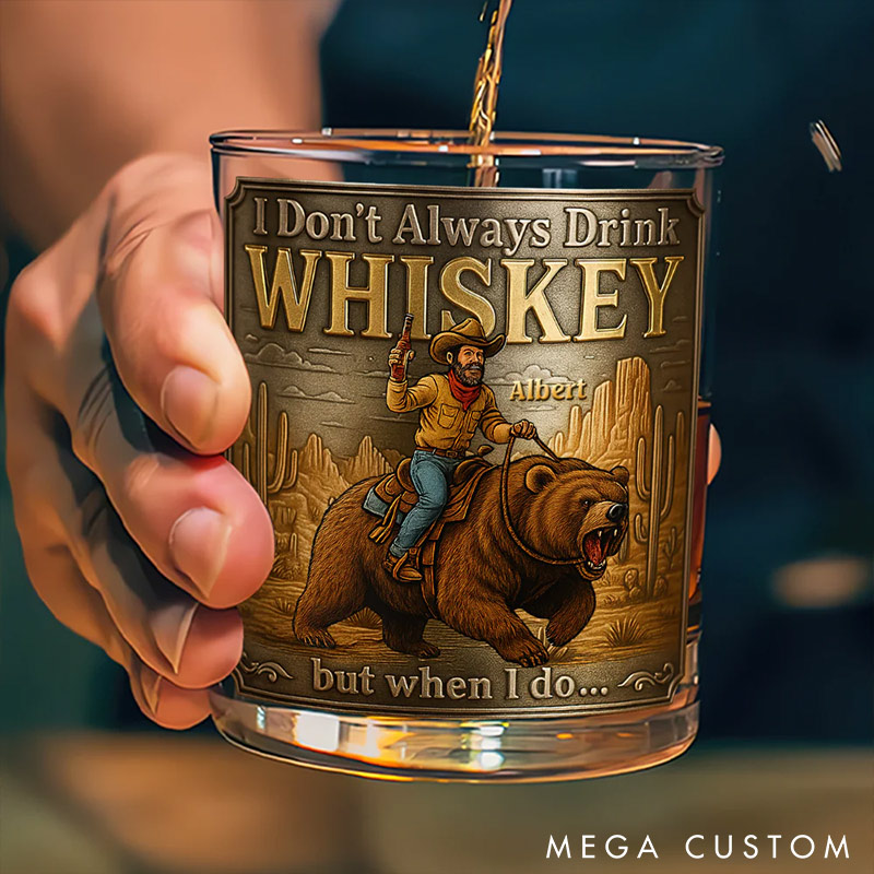 Personalized 3D-Like Cowfolk Couple Whiskey Glass Wild Spirit Whiskey Glass Valentines Gift for Husband Wife Romantics Gift for Boyfriend Girlfriend