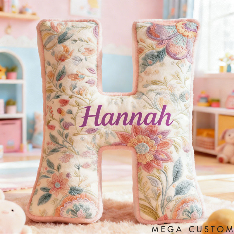 Personalized Flower Girl Elegance Floral 26 Letters Pillow Custom Girl friend Name Graphic 3D Printed Cushion Christmas Valentine's Day Gift for Her