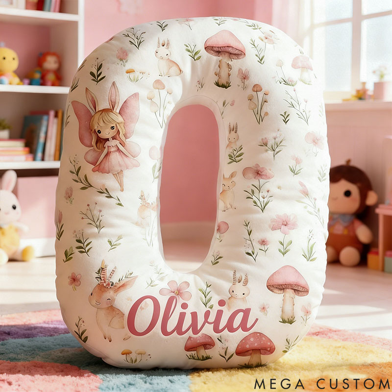 Personalized Flower Girl Floral Mushrooms Fairy Graphic 3D Printed Pillow Custom Girl friend Name Cushion Valentine's Day Gift Christmas Gift for Her
