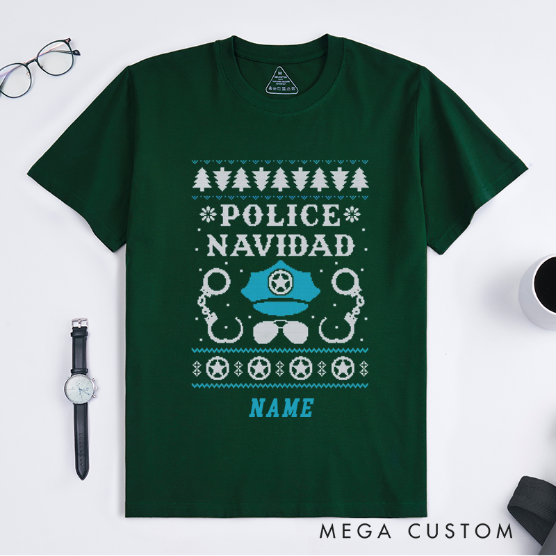 Personalized Police Navidad Ugly Sweater Design Gift for Police Officer T-Shirt
