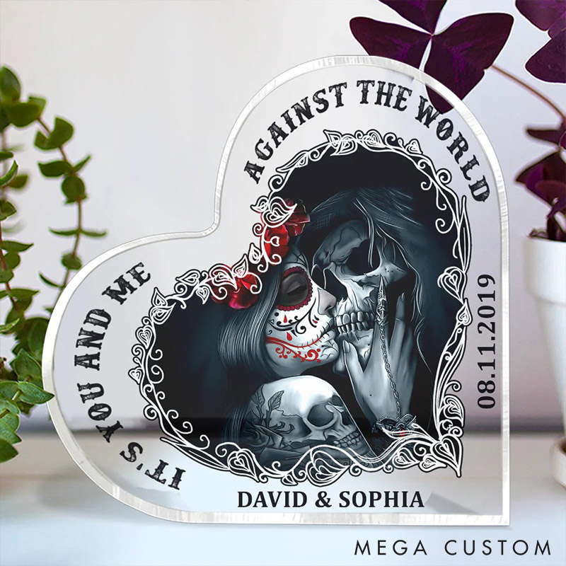 Personalized Ghost Couple Its You AND Me Heart Shaped Acrylic Plaque with Name Anniversary Gift Valentines Day Gift for Girlfriend Boyfriend