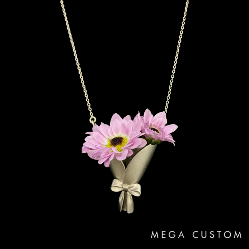 Personalized Customizable Floral Necklace Refreshing Vibe Unique Gift Choice DIY Flower Bouquet Pendant for Her