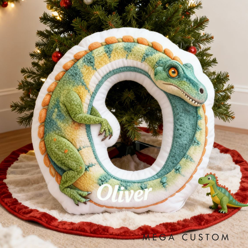 Personalized Dinosaur Letter Series Pillow Fun Cartoon Pillow Birthday Gift for Kids