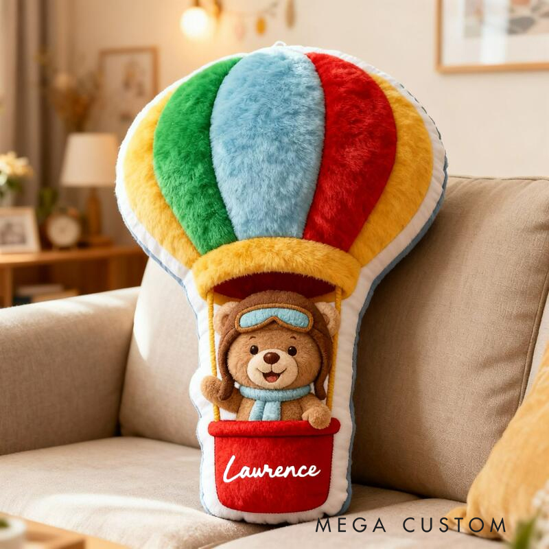 Personalized Bear Name Custom Soft Decorative Gift Adventure Style Cute Pilot Fun Cozy Playroom Lovely Boy Room Dream Graphic 3D Print Pillow