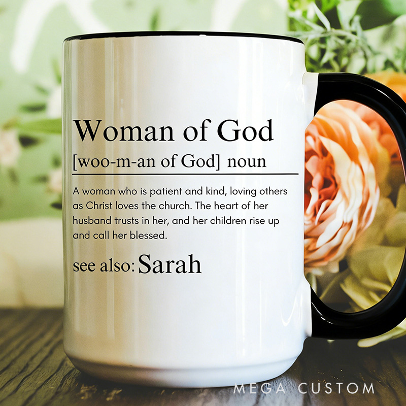 Personalized Man of God Woman of God 15oz Ceramic Coffee Mug with Custom Name Religious Gift Valentines Gift for Couple Anniversary Gift