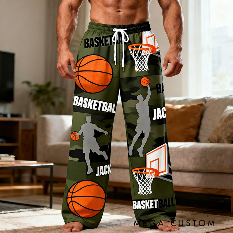 Personalized Basketball Themed Design Lounge Pants with Custom Name for Players and Enthusiasts