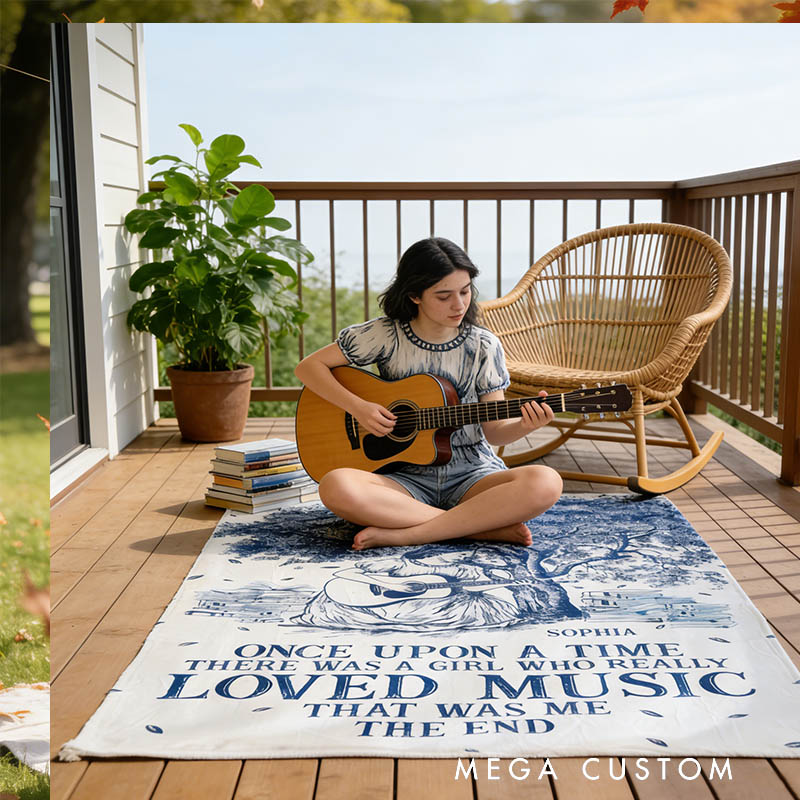Personalized Guitar Girl Soft Throw Blanket with Name Perfect for Her Guitar Lovers Music Enthusiasts Birthday Anniversary Performance Gifts