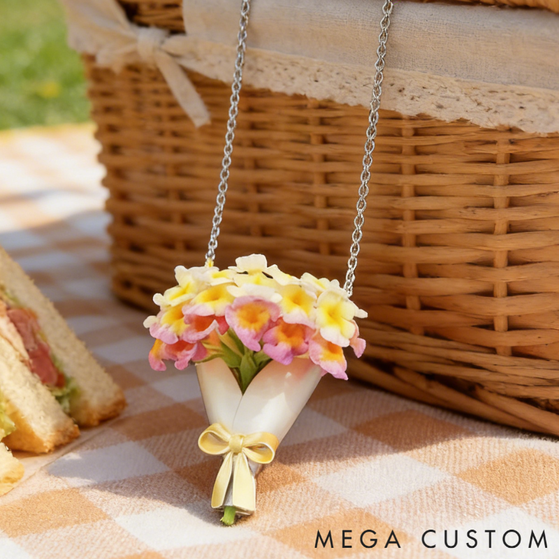 Personalized Customizable Floral Necklace Refreshing Vibe Unique Gift Choice DIY Flower Bouquet Pendant for Her