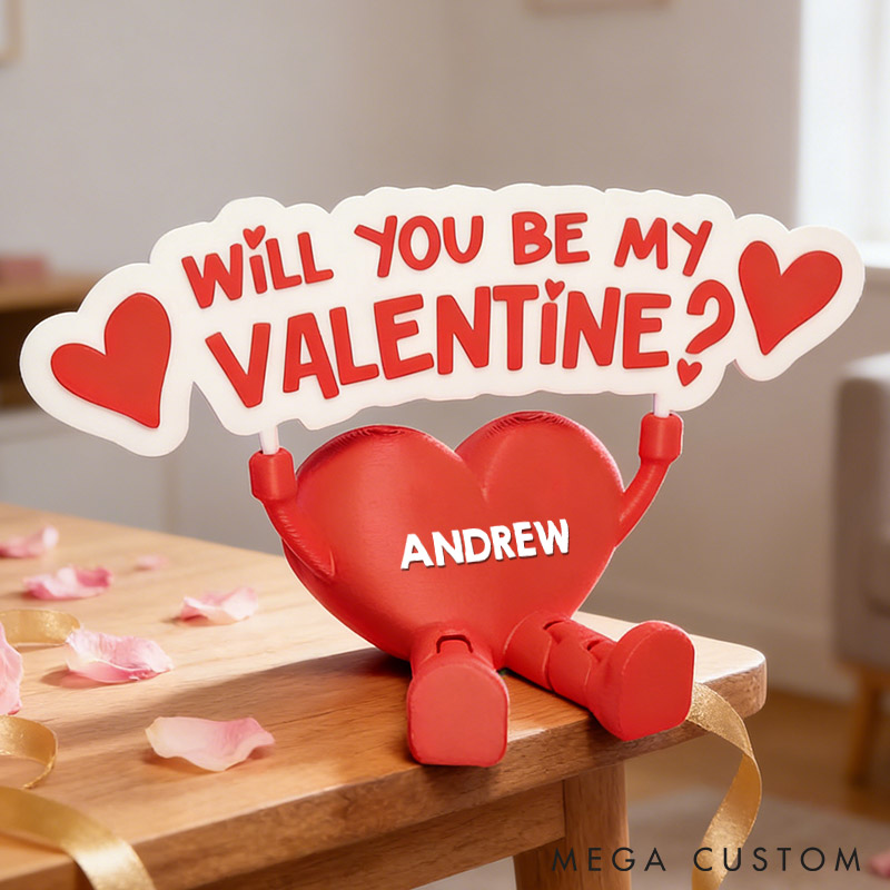 Personalized Valentine's Day Heart Decor with Dangling Legs Custom 3D Printed Will You Be My Valentine Table Sign Anniversary Valentines Day Gift
