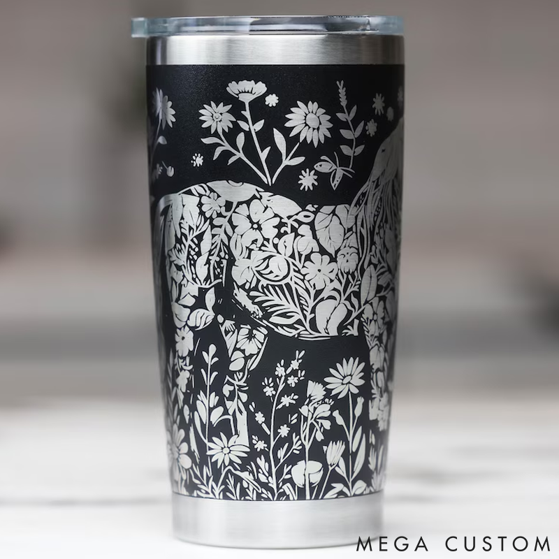 Personalized Pet Lover Floral Horse 20oz Tumbler