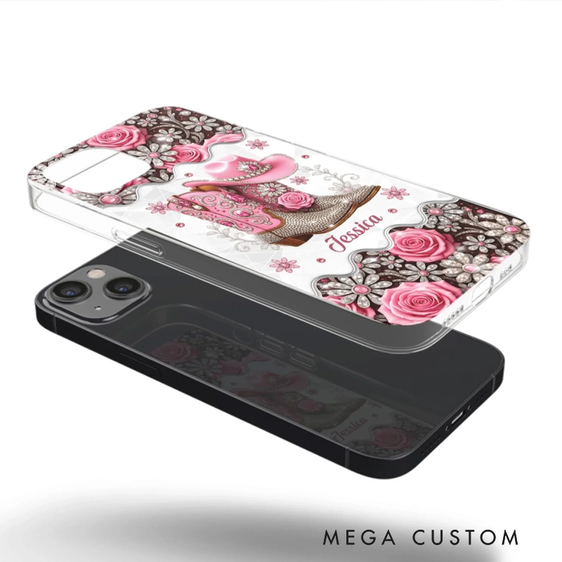 Personalized Cowgirl Gifts Bling Boots Babe Phone Case with Name Horse Racing Birthday Gift for Riding Lovers Equestrian Lovers Unique Style Phone Cases