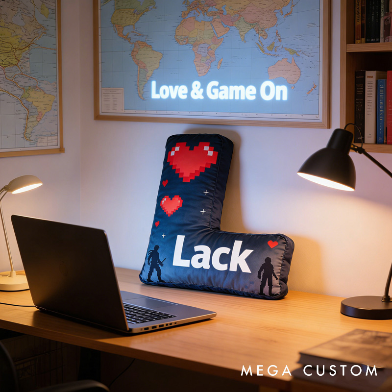 Personalized Love Pixels Game Couple Letter Pillow with Name Perfect Gift for Gamers and Kids for Valentine's Day Anniversary Confession birthday