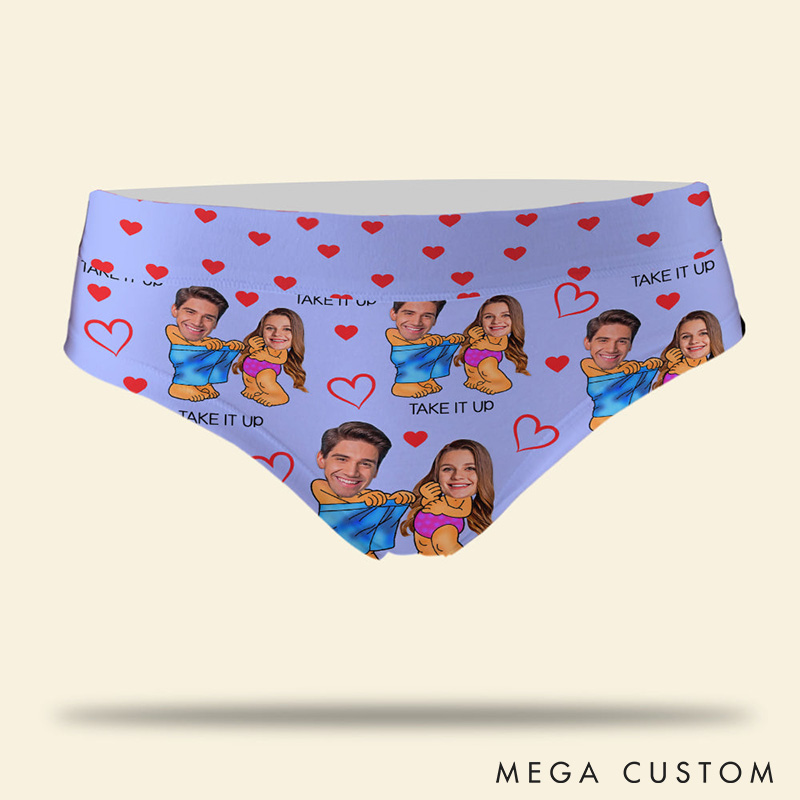 Personalized Couple Face Take It Up Matching Boxer Brief Men Woman Underwear with Couple Face Photo Valentines Day Gift for Him Her Anniversary Gift