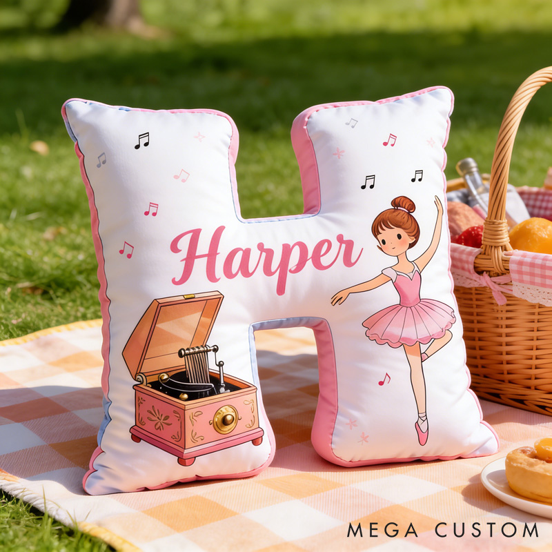 Personalized Ballet Dancers Letter Pillow with Name Soft Stuffed Toy for Kids and Ballet Dancer Unique Decorative Cushion for Girls' Room