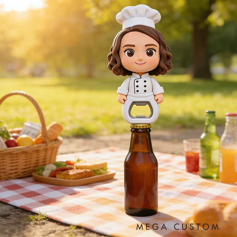 Personalized Chef 3D Face Bottle Opener Bachelor Parties & Bar Decor
