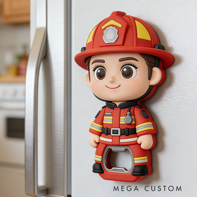 Personalized Firefighter 3D Face Bottle Opener Bachelorette Parties & Bar Decor