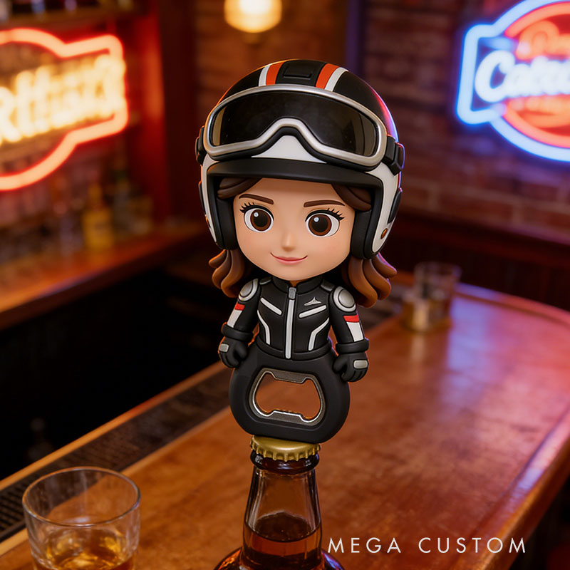 Personalized Motorcycle Rider 3D Face Bottle Opener Bachelorette Parties & Bar Decor