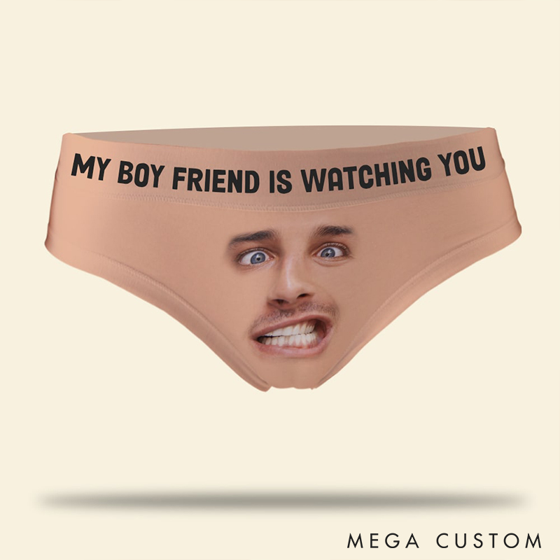 Personalized Couple Face Matching Boxer Brief Men Women Watching You Underwear with Couple Face Photo Anniversary Valentines Day Gift for Him Her