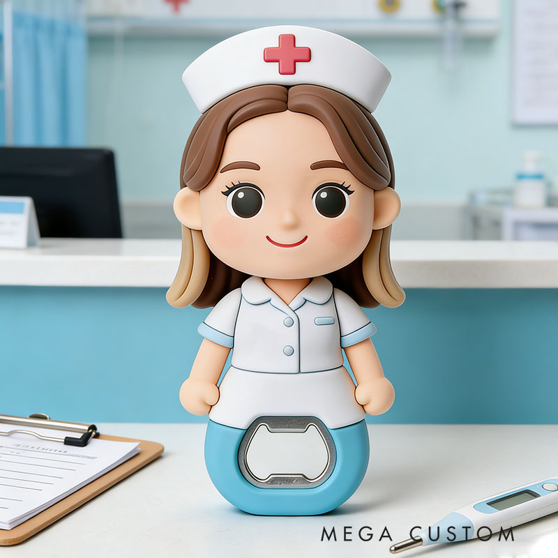 Personalized Nurse 3D Face Bottle Opener Bachelorette Parties & Bar Decor