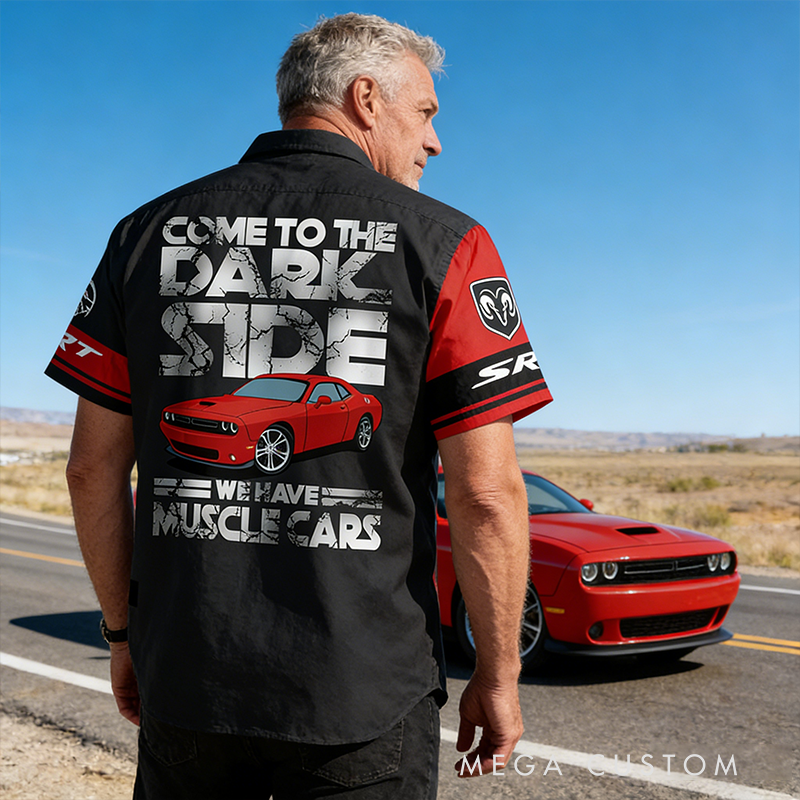 Personalized Name Muscle Car Shirt Personalized All Over Printed Button Up Racing Garage wear Gift for Car Lovers