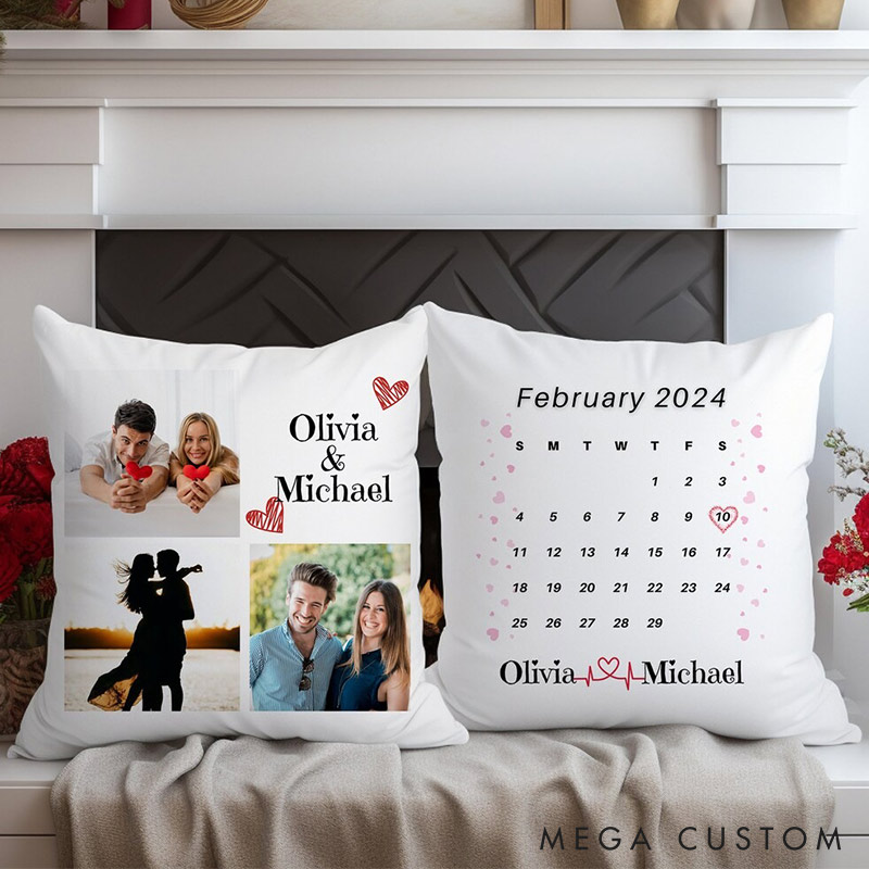 Personalized Couple Custom Photo Throw Pillow with Date Home Pillow Valentine's Day gift for Husband Wife Romantics Anniversary Gift for Him Her