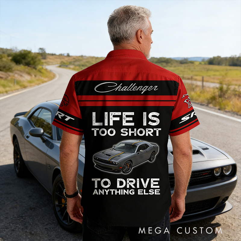 Personalized Photo Muscle Car Shirt Custom Name All Over Printed Button Up Racing Shirt Upload Your Car Image Gift for Car Lovers