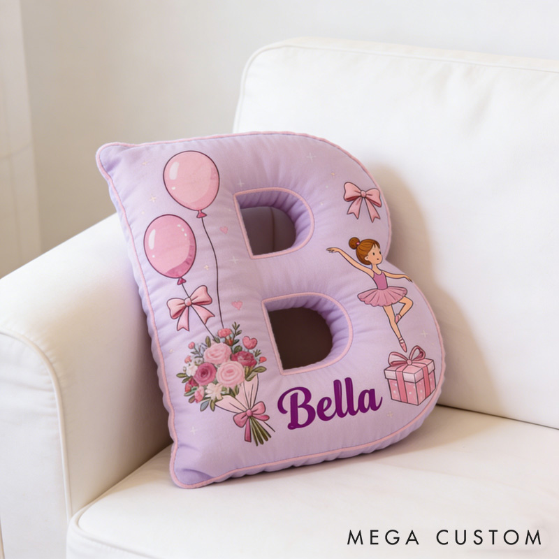 Personalized Ballet Dancers Flower Letter Pillow with Name Soft Stuffed Toy for Kids and Lover for Valentine's Day Anniversary birthday