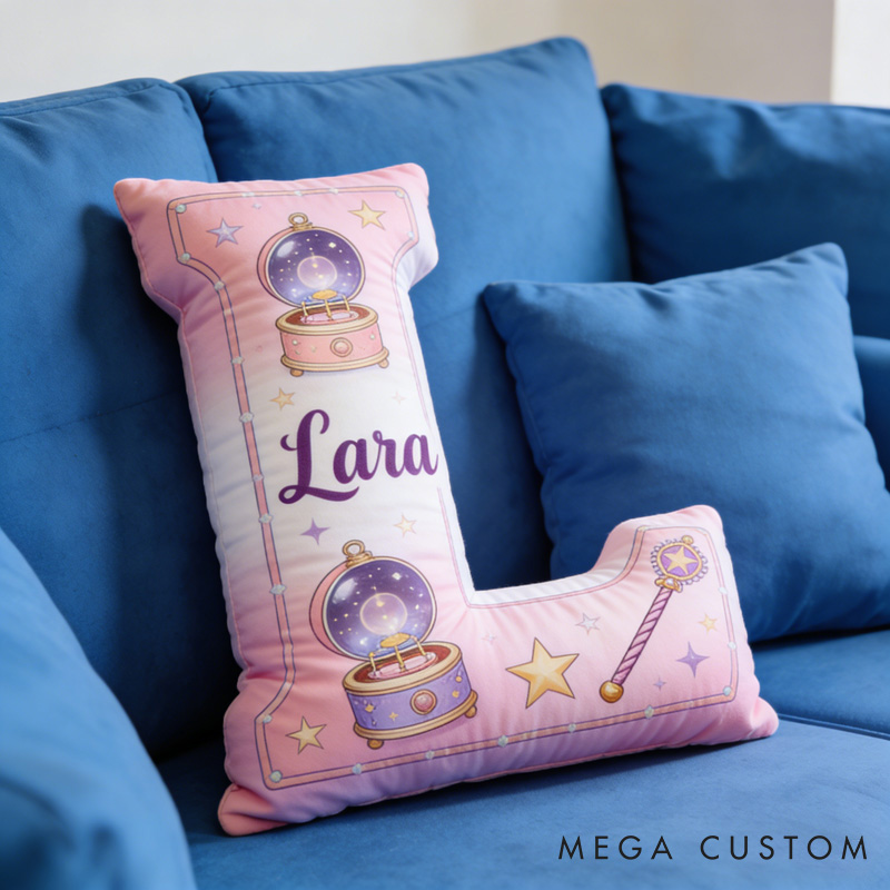 Personalized Cartoon Magic Letter Pillow with Your Name Soft Stuffed Toy for Kids Unique Decorative Cushion for Girls' Room