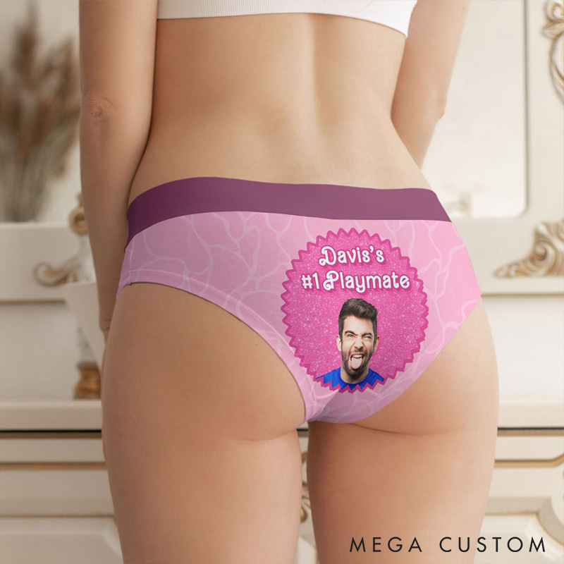 Personalized Couple Face Matching Boxer Brief Men Women #1 Playmate and I’m Enough Underwear with Couple Face Photo Valentines Day Gift For Him Her