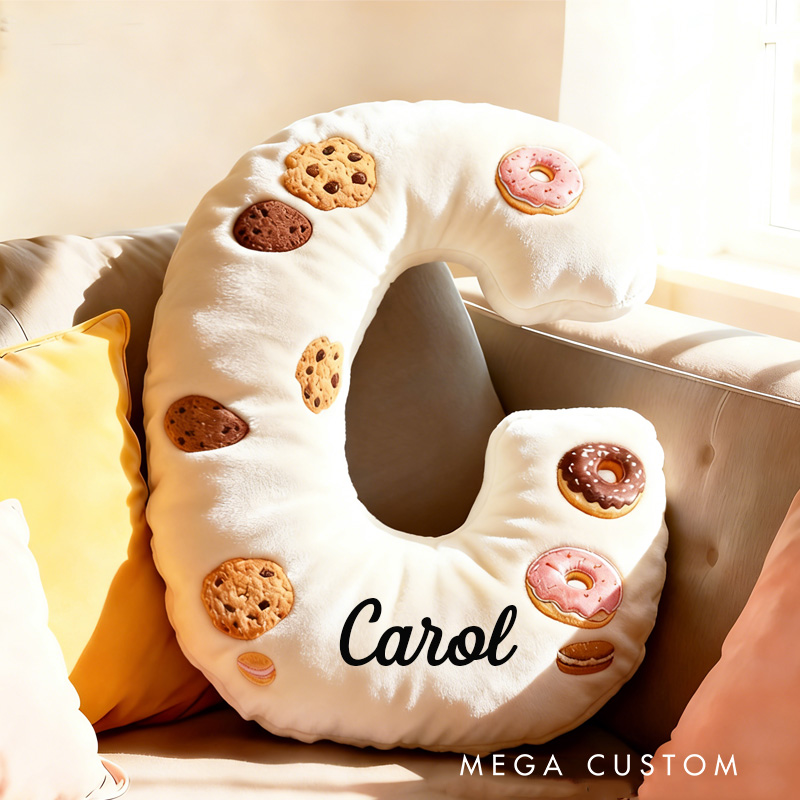 Personalized Cookie Macron Alphabet Throw Pillow Graphic 3D Print Donut Letter Pillow with Name for Kids Baker Birthday Gift