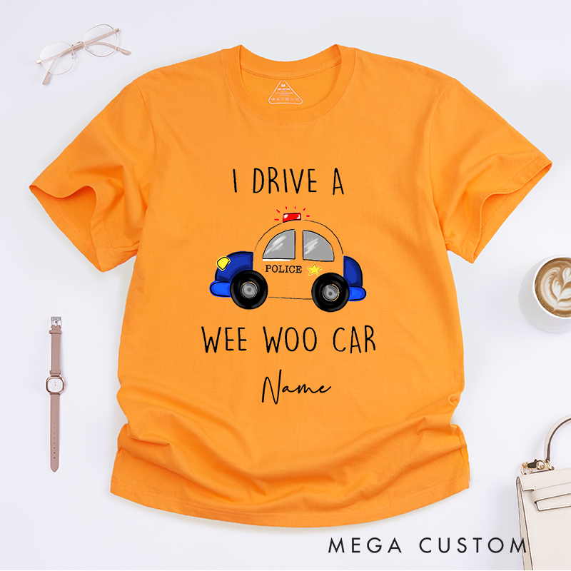 Personalized Police Wee Woo Car Police Humor Design Gift for Policewoman Police Officer T-Shirt