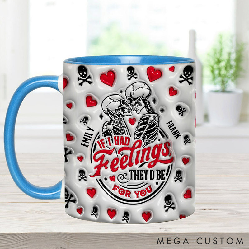 Personalized Skeleton Couple Mug If I Had Feelings They’d Be for You Couple Gothic Accent Mug Valentine's Gift
