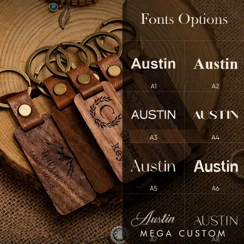 Personalised Wooden Keychain  Valentine's Day Gift for couple keychain Bar Round Wood Keys Ring Wood Handmade Gift for Boyfriend Dad Boyfriend Keychain Anniversary