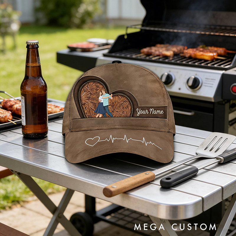 Personalized Name and Photo Cartoon Baseball Cap for Lover Family Perfect Couple Dance Lovers Custom Gift Hat with Unique Design for Valentine's Day Anniversary