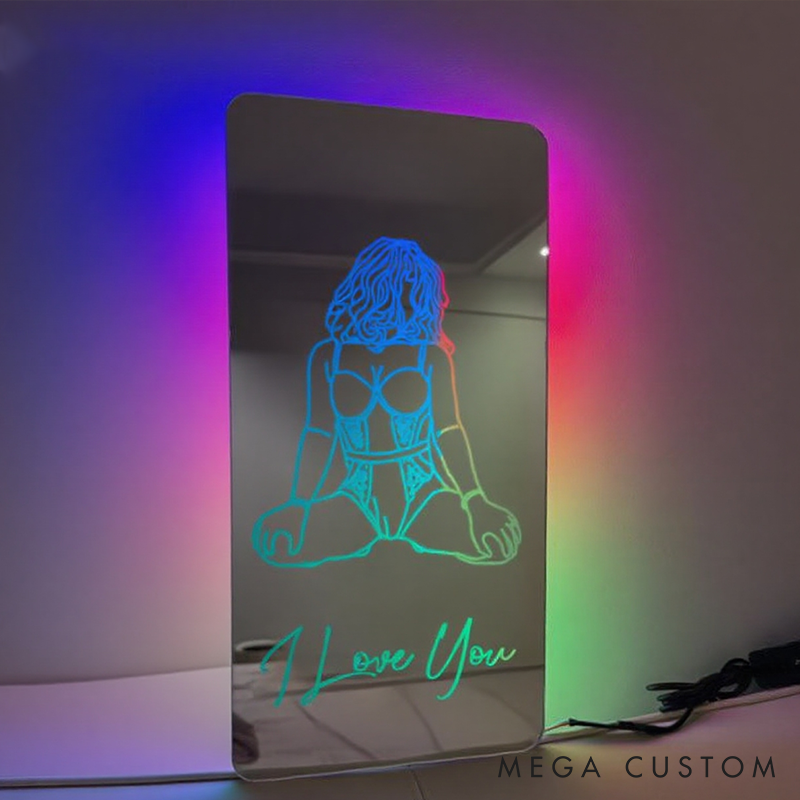Personalized Name Seductive Mirror LED Light Valentine's Gift For Her Wife Gift Girlfriend Gift