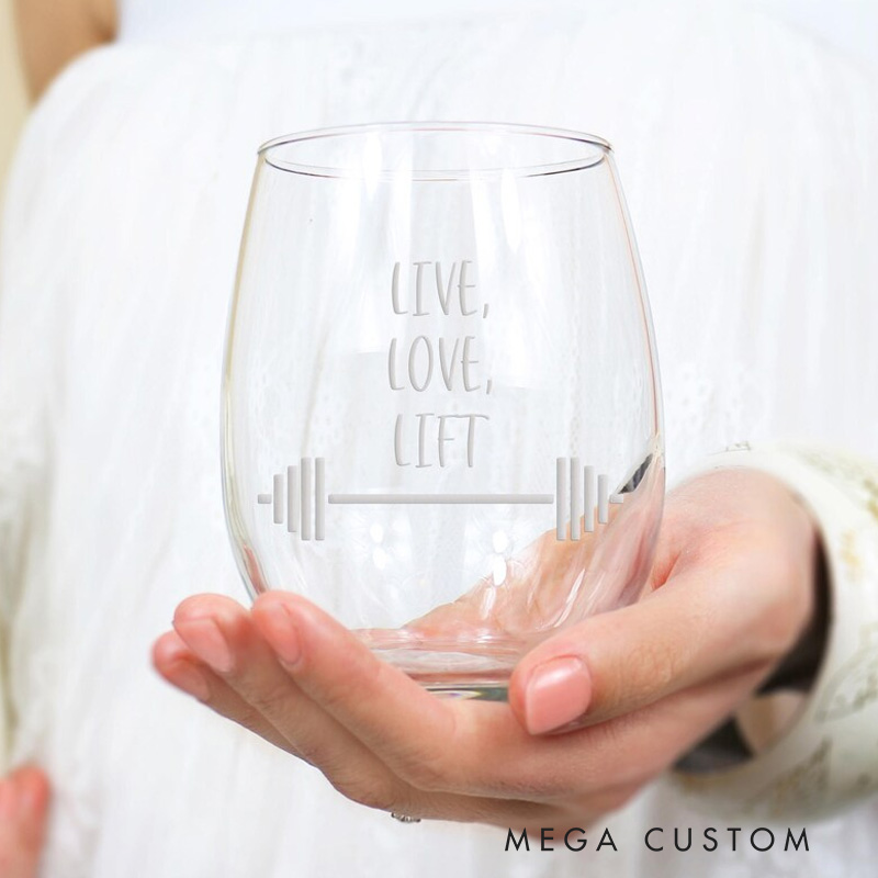 Personalized Barbell Stemless Wine Glasses Whiskey Wine Beer Glassware Gift Fitness Gift for Gym Lover