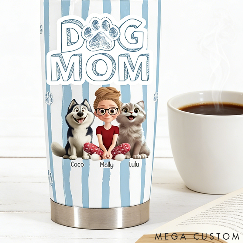 Personalized Pet Lover Dog Mom Cat Mom 20oz Tumbler