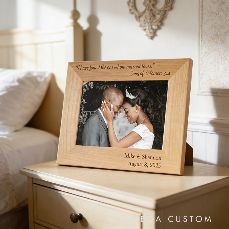 Personalized Bible Verse Picture Frame with Custom Name and Date Christian Wedding Gift Anniversary Gift Valentine's Day Gift for Couple