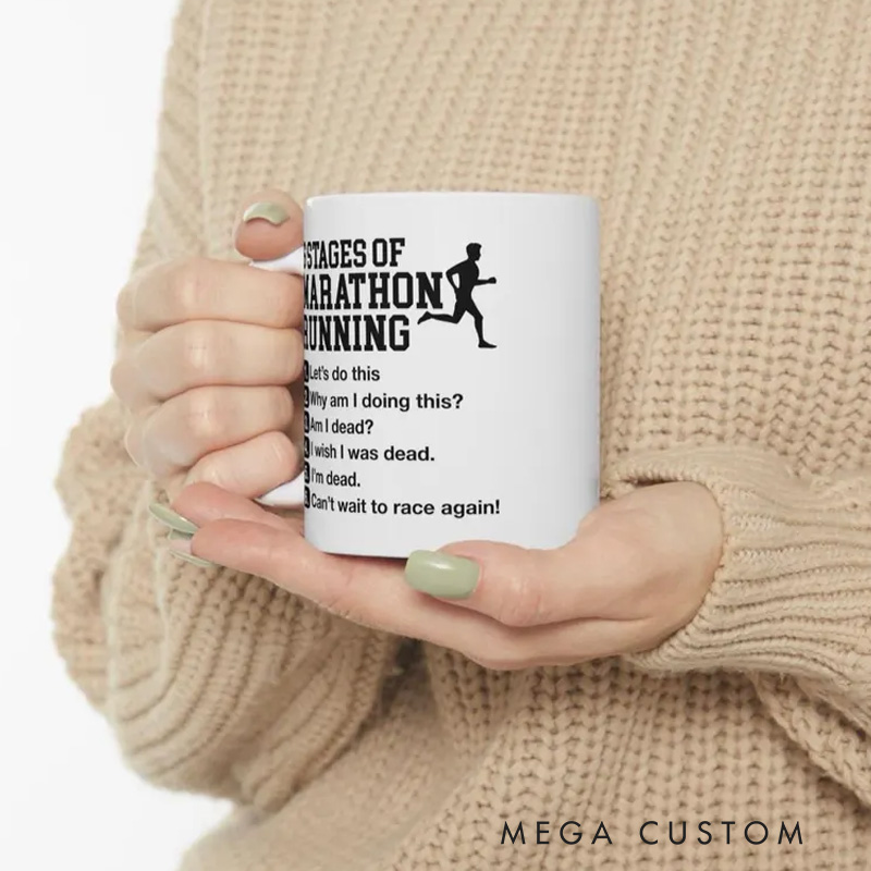 Personalized Funny Marathon Mug Ceramic Coffee Cup Running Exercise Humor Workout Present Exercise Lover Gift for Gym Lover