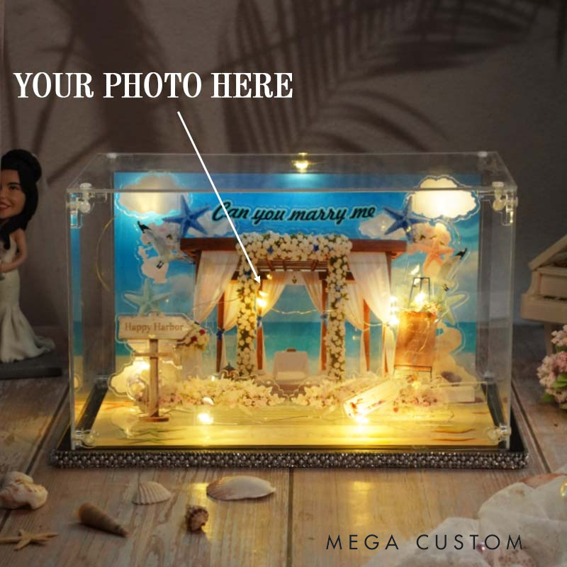 Personalized Seaside Wedding Theme Stand Wedding Acrylic 3D Photo Frame Wedding Gift