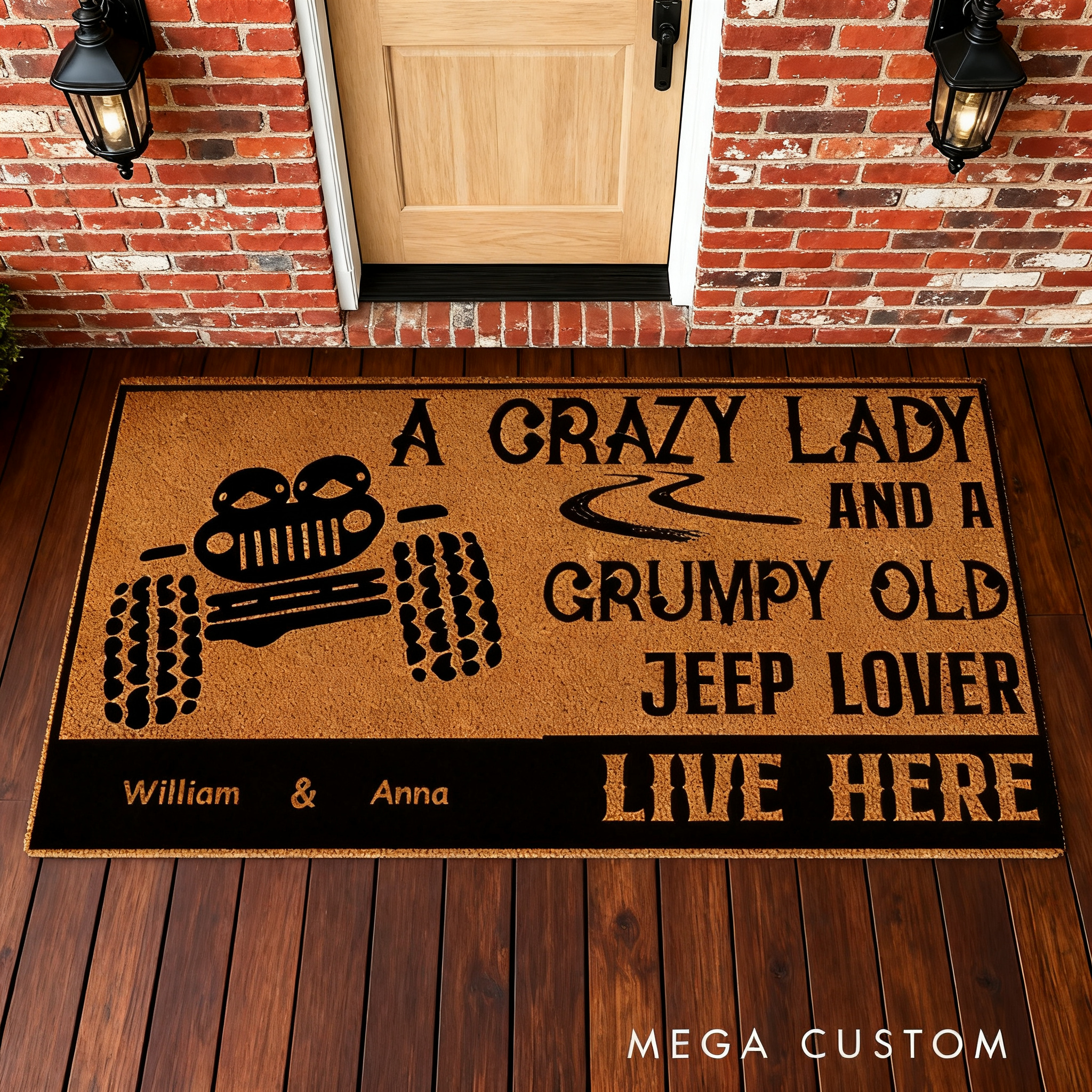Personalized Jeep Lover Doormat Custom Name Entry Rug Funny Car Enthusiast Welcome Mat Gift For Couple Family