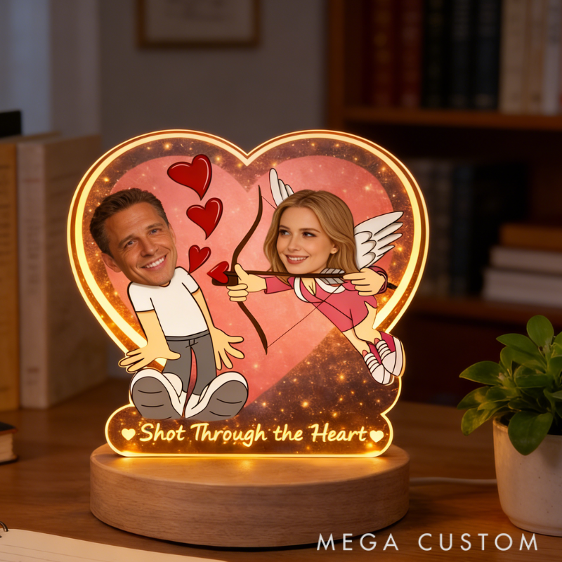 Personalized Cupids Arrow Night Light for Couples - Playful Romantic Bedroom Decor Anniversary Gift