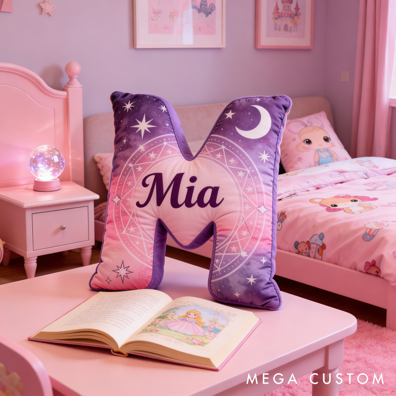 Personalized Gradient Colors Cartoon Magic Letter Pillow with Your Name Soft Stuffed Toy for Kids Unique Decorative Cushion for Girls' Room