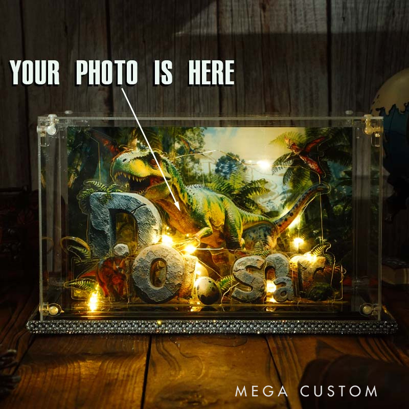 Personalized Jurassic-era Dinosaur 3D Acrylic Forest Photo Customization