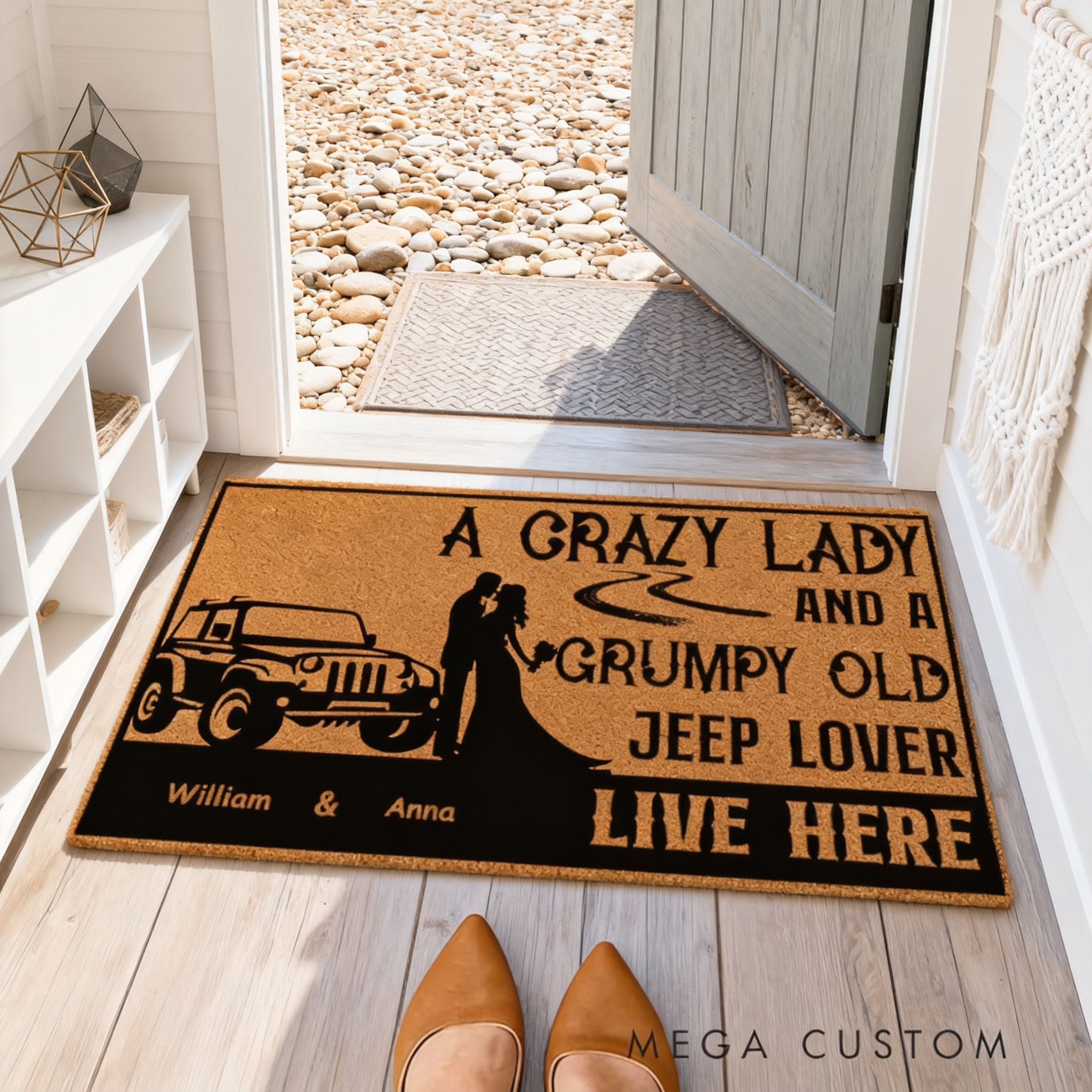Personalized Couple Jeep Lover Doormat Custom Name Funny Entry Rug Car Enthusiast Welcome Mat Gift For Racing and Car Lover Family