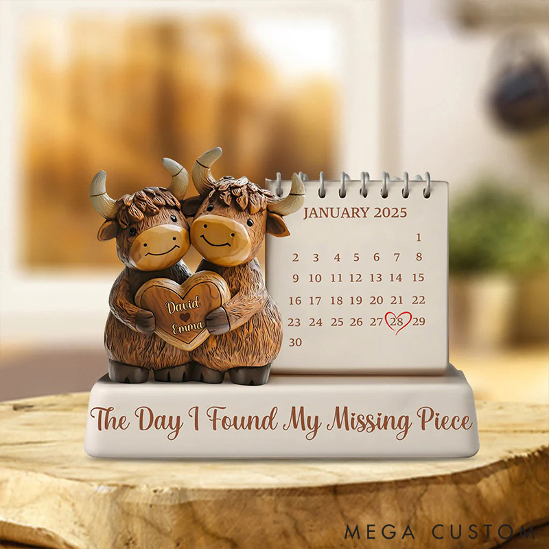 Personalized Couple Highland Cow Wood Acrylic Plaque Custom Name Date Plaque Valentines Gift for Husband Wife Anniversary Christmas Gift for Him Her