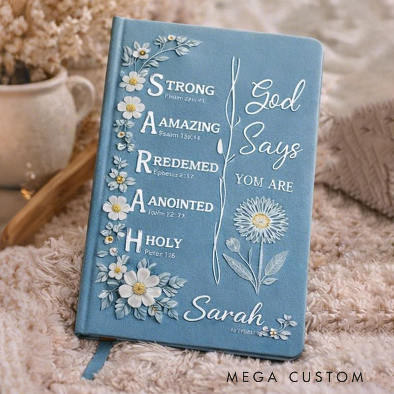 Personalized Christian Name Journal With Bible Verses, Custom Scripture Gift for Women