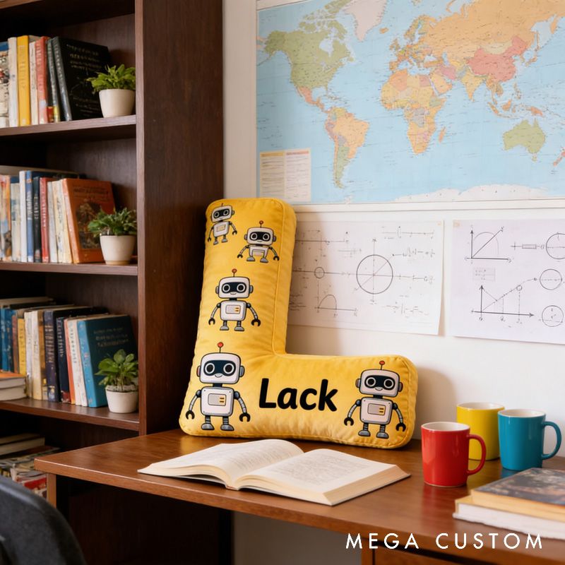 Personalized Robot Games Letter Pillow with Name Perfect Gift for Gamers and Kids for Birthday Party Holiday