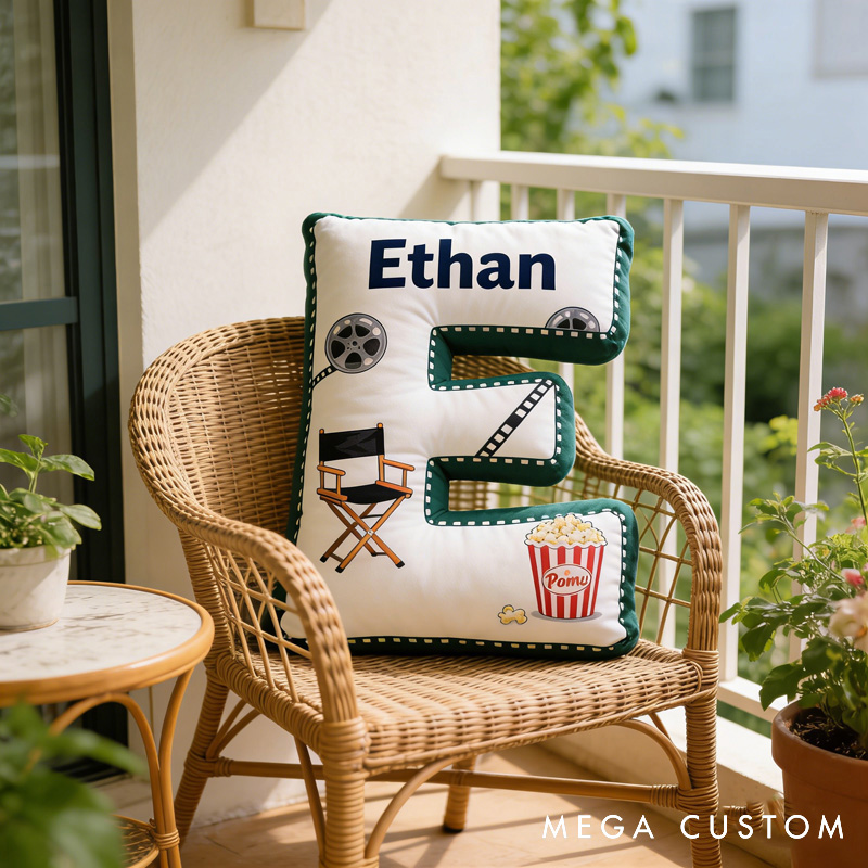 Personalized Popcorn Movie Viewing Letter Pillow for Movie Lovers Initial Pillow Christmas Birthday Party Gift for Kids and Movie Lovers